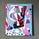 Contemporary Abstract "Morning Blues", Small Unframed Oil Painting, 2022