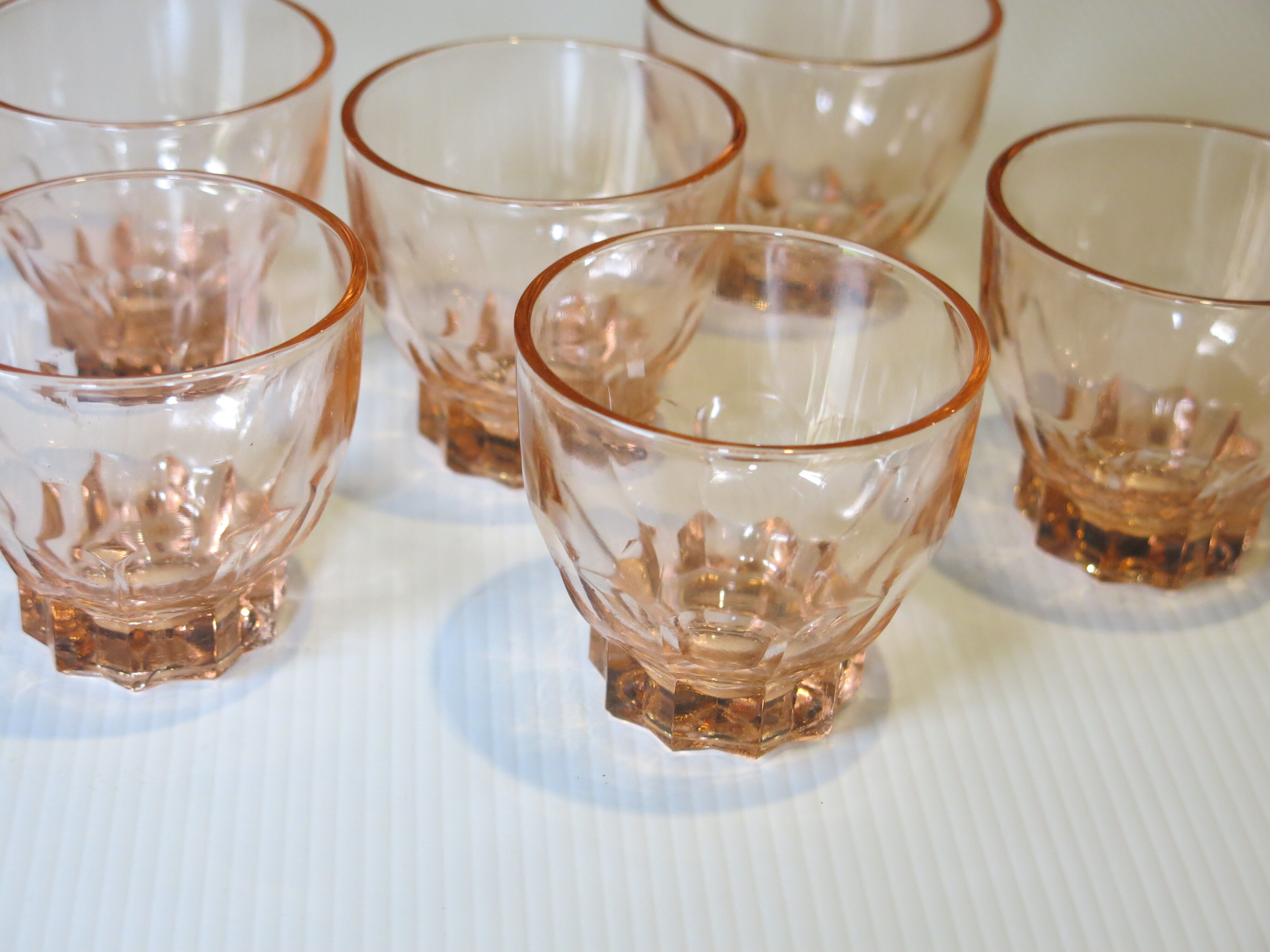 6 vintage pink glasses