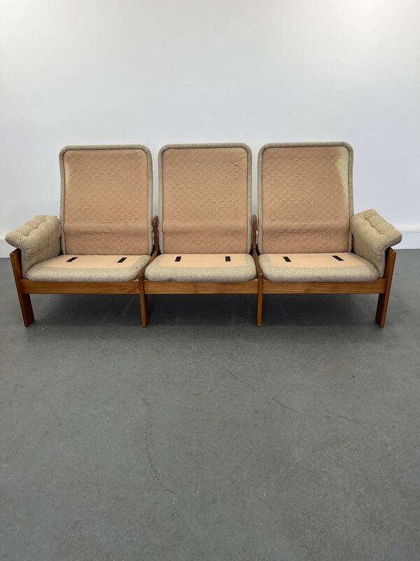 Svend Skipper Mobel Skippers Danois Beige du milieu du siècle, Canapé en teck, années 1960