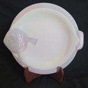 Antique Longwy ceramic fish service for 12 people, Copenhagen pattern, 1890-1939