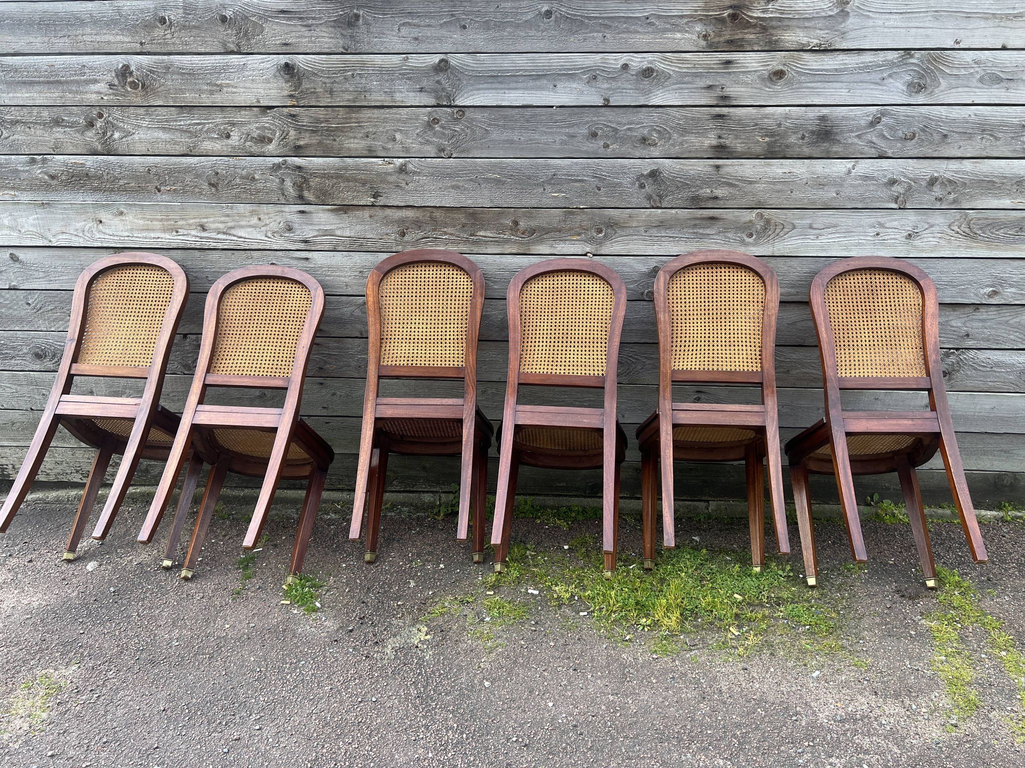 Six caned mahogany chairs, Art Deco, 20th century.