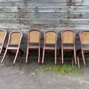 Six caned mahogany chairs, Art Deco, 20th century.