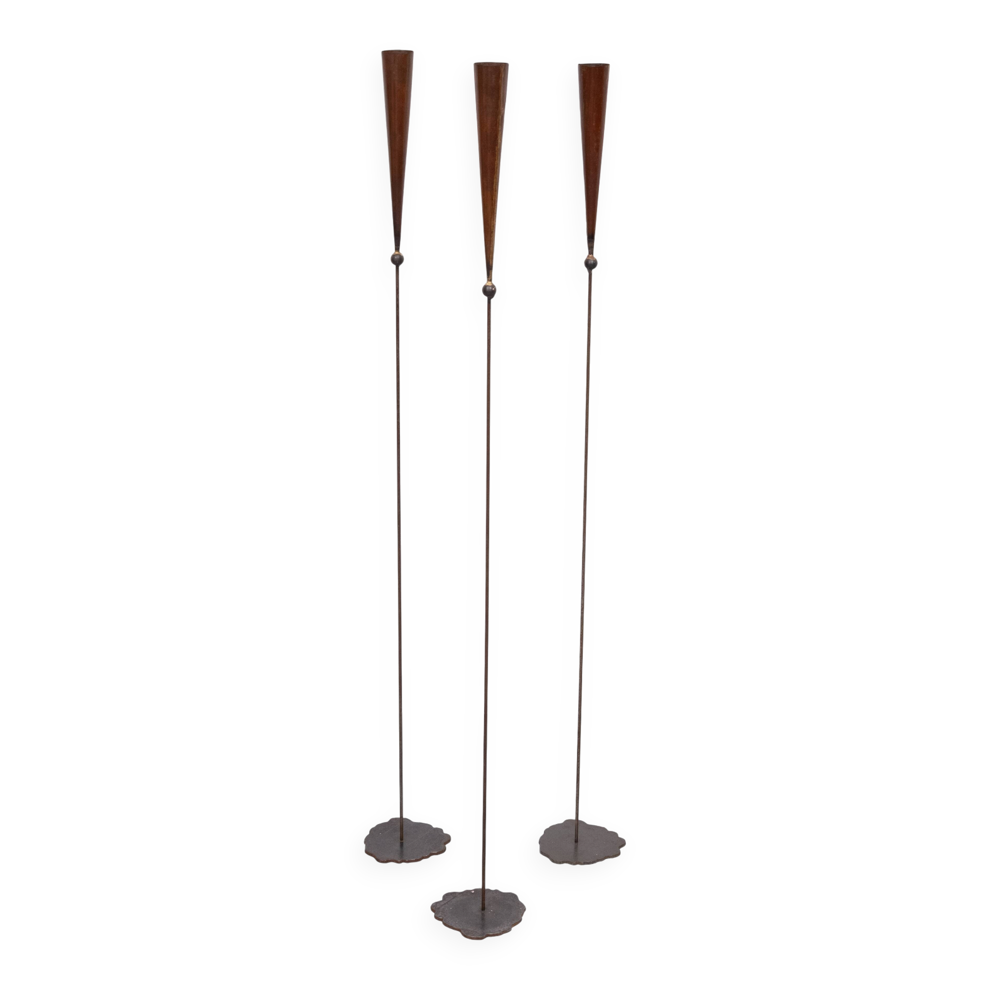 Pieter Spruyt handmade Brass 3 Brutalist Torchères