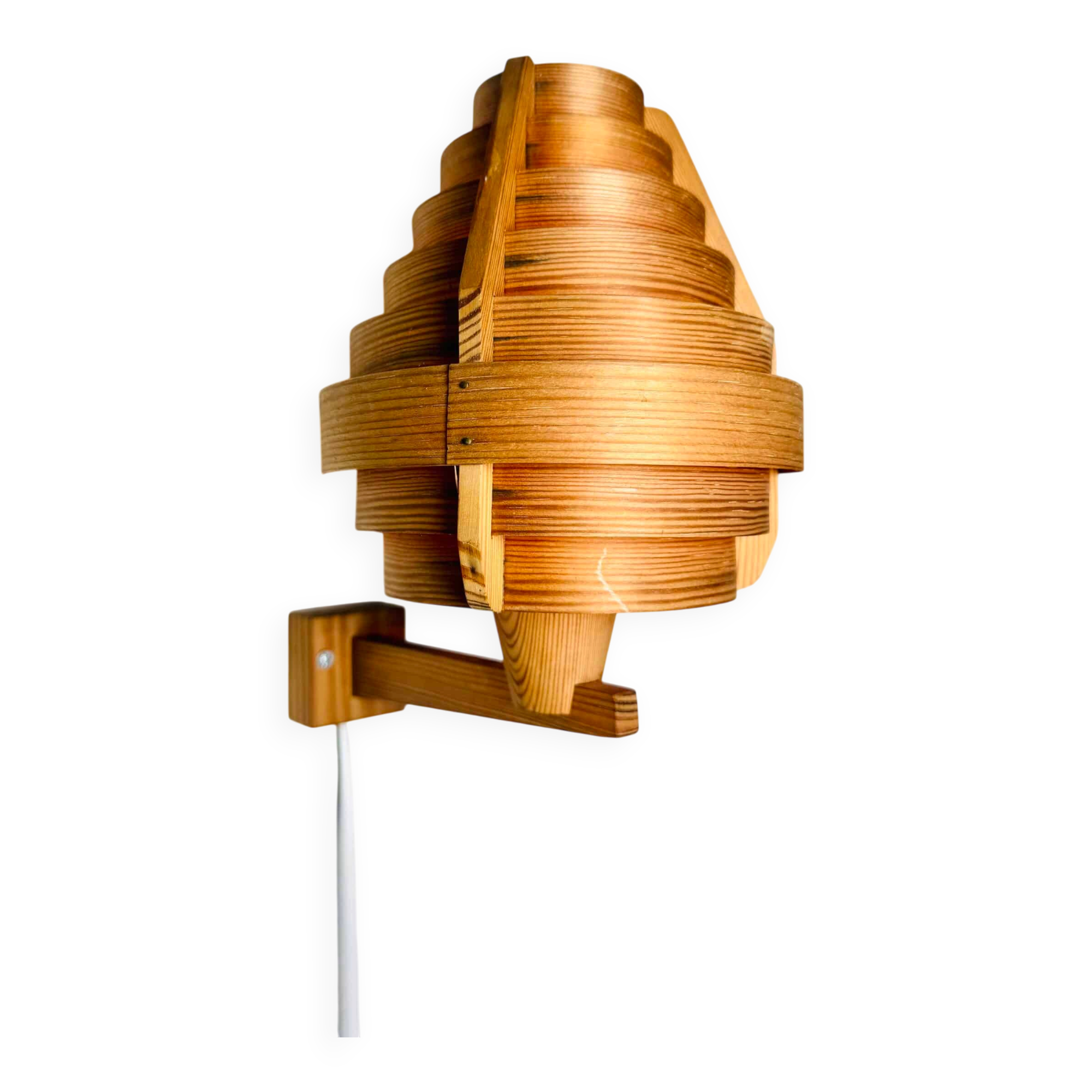 Mounted Pine Veneer Conical Wall Lamp By Hans-Agne Jakobsson For Markaryd, Sweden 1960S