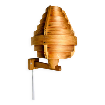 Mounted Pine Veneer Conical Wall Lamp By Hans-Agne Jakobsson For Markaryd, Sweden 1960S