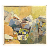 Huile sur toile originale suédoise – “Stenmur På Alvaret” par Rolf Ingvar Karlsson – Signée – Vintage et encadrée – 32 × 29 cm (12,6" × 11,4")