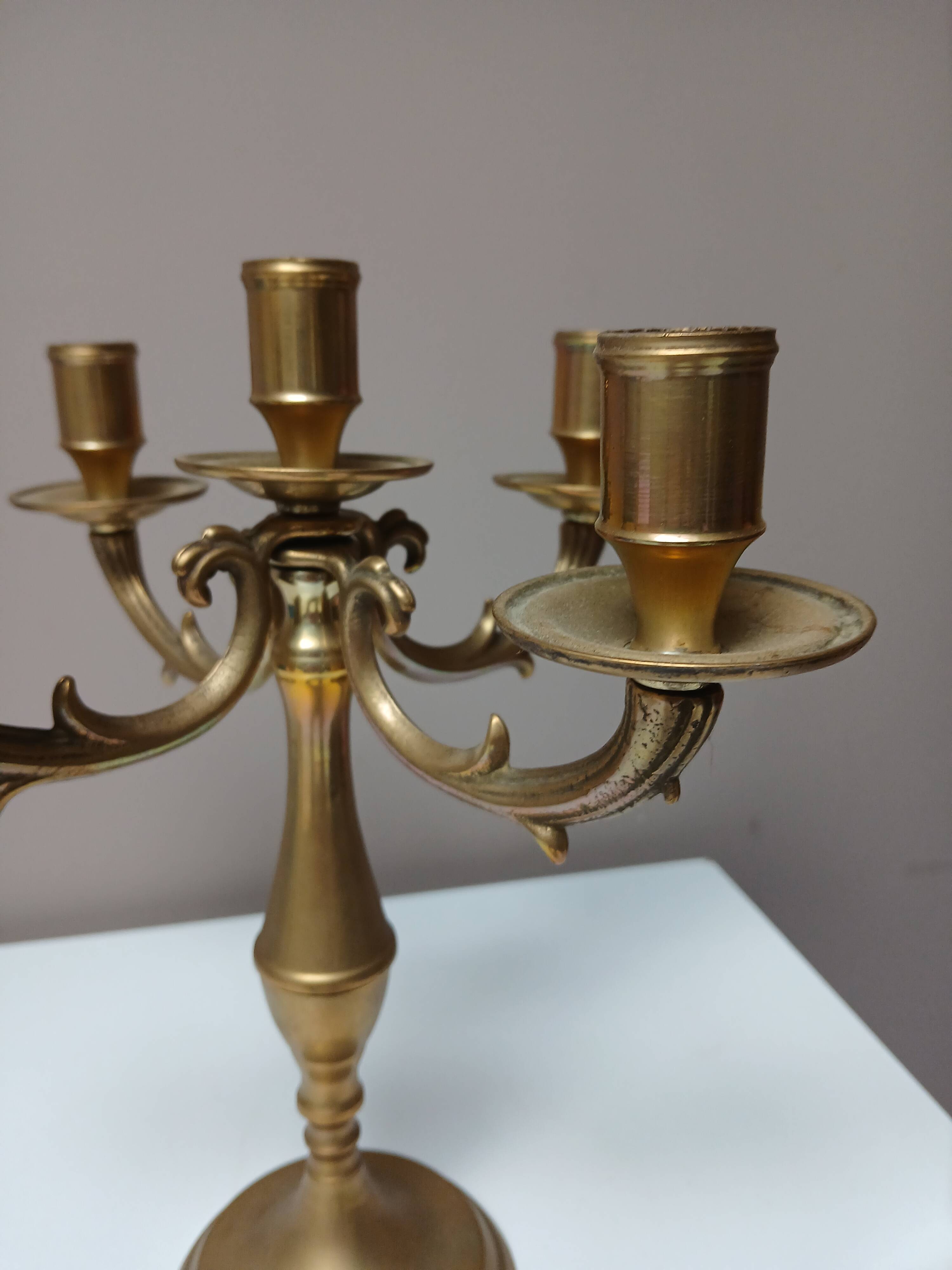 4-branch brass candle holder