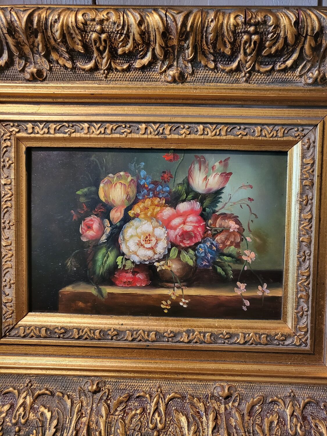 Fleurs huile sur panneau