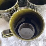 Khaki ceramic mugs England, 70s