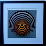 Title: Optical Art Painting "Tunnel" - Vasarely Style - 70s Vibe  
Price