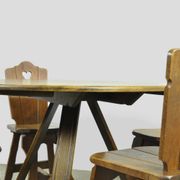 Chaises de salle à manger en chêne vintage brutaliste faites à la main, années 1930