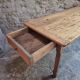 Old farmhouse dining table, rustic kitchen, poplar top, chestnut base, two drawers, 1800–1850.