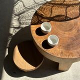 Quadripod coffee table in solid wood monoxyl natural color (dark)