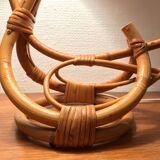 Lampe rotin forme cygne vintage