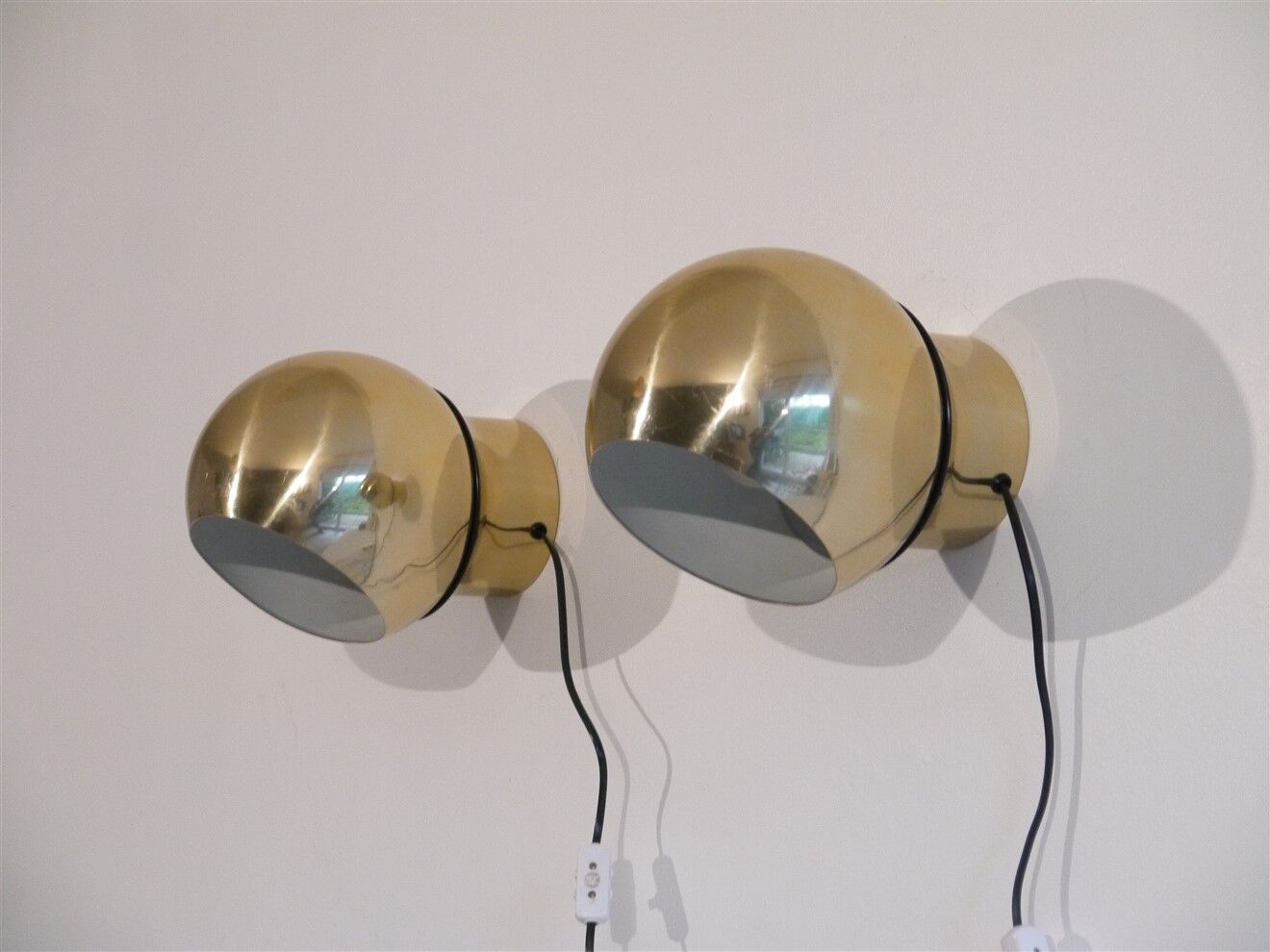 Pair of Scandinavian brass wall lamps 1970