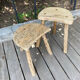 Set of 2 stools brutalist tripod oak/beech