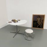 60s marble table with chrome cross base