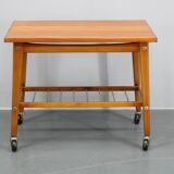 1960s Teak Side Table on Wheels, Denmark