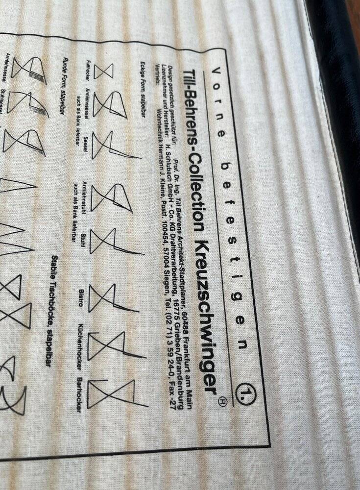 Leather cushion for postmodern Kreuzschwinger chair by Till Behrens, 1980s, set of 2.