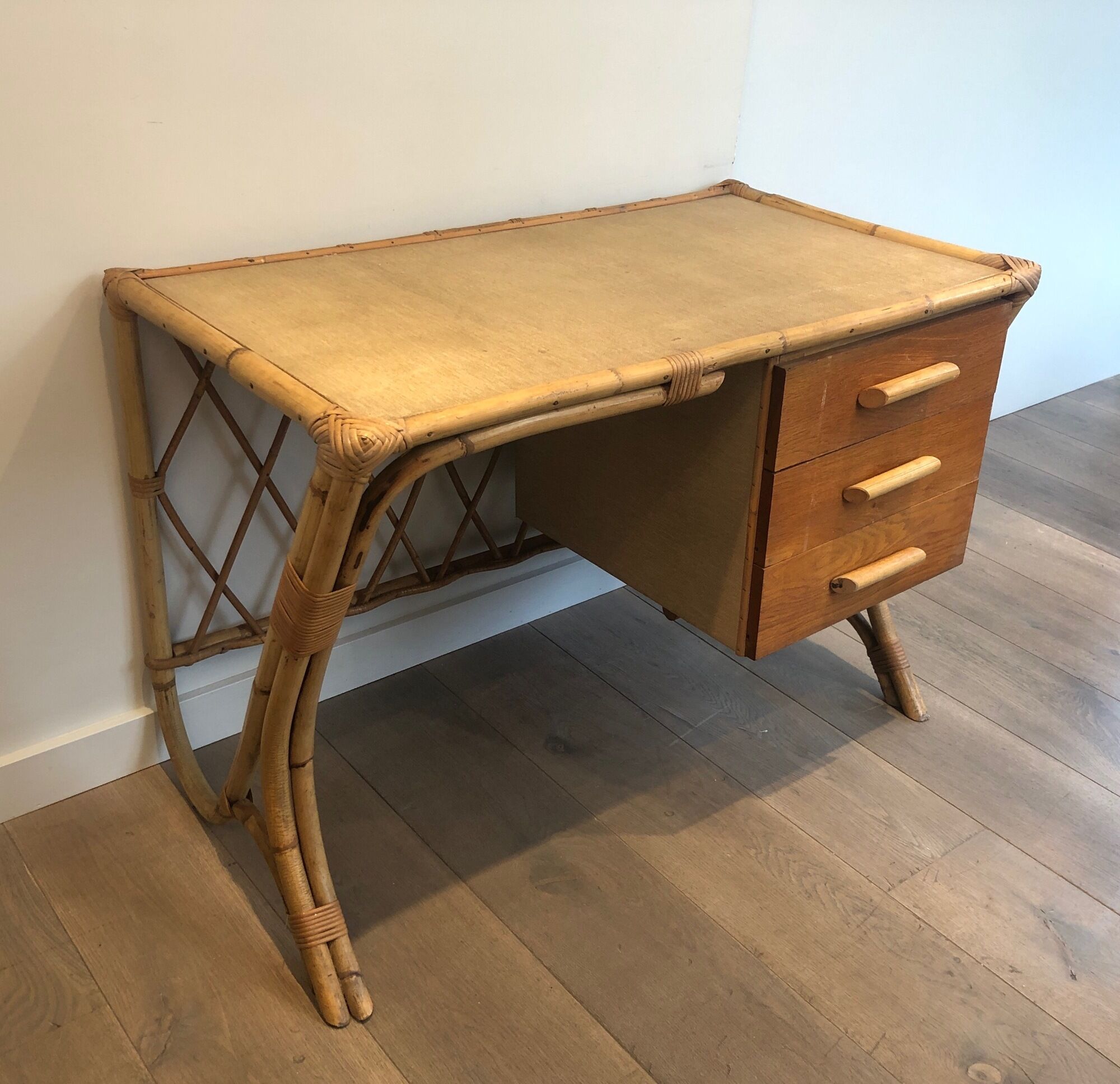 Rattan desk around 1970