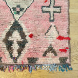 Vintage moroccan boujad rug, original pink pastel toned berber