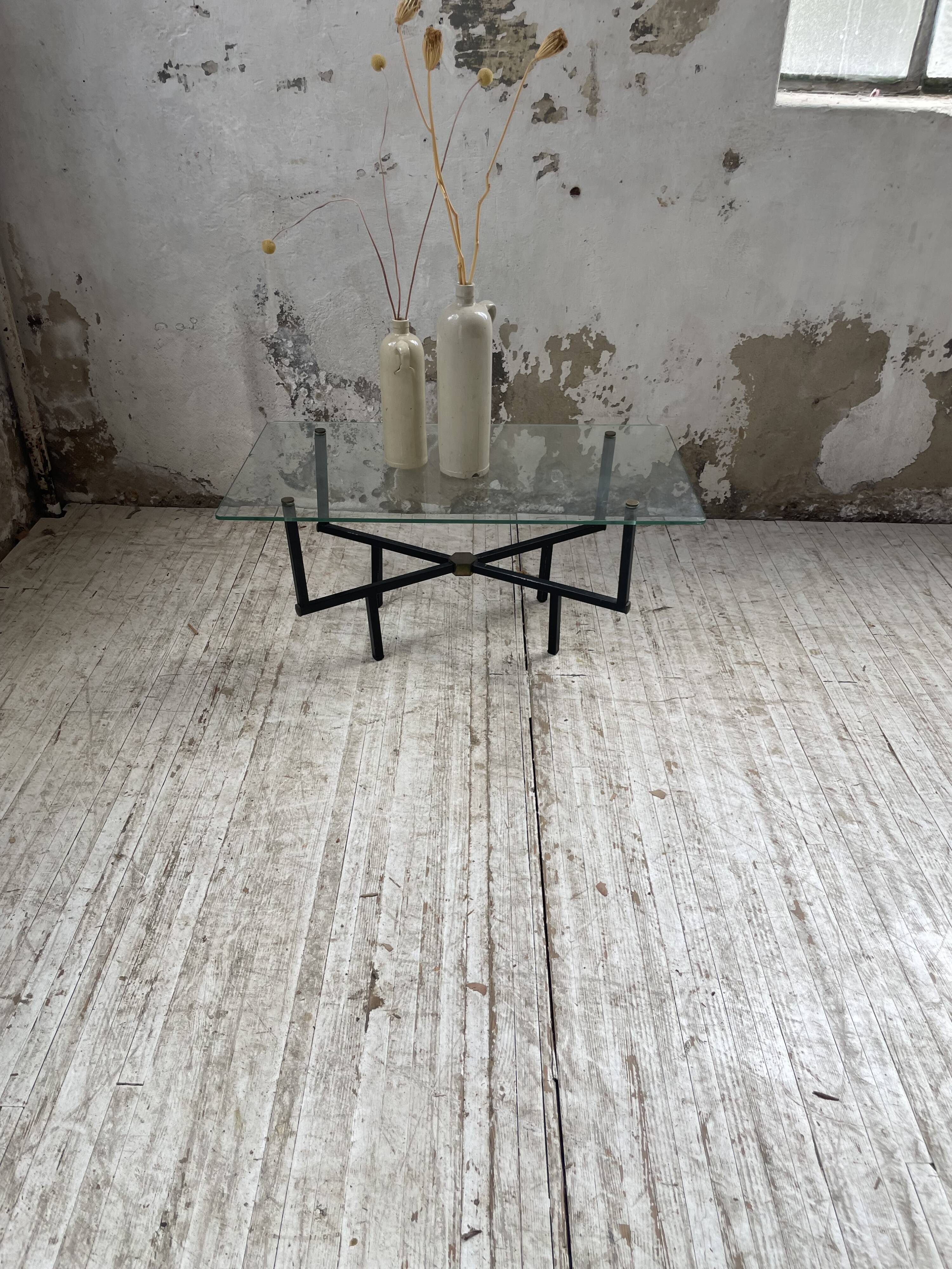 60s glass coffee table