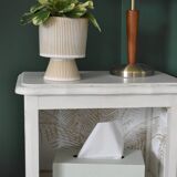 Off-white and patinated beige bedside