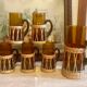 Amber glass and wicker lemonade set