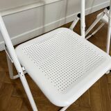 perforated metal folding chairs, vintage design from the 1970s