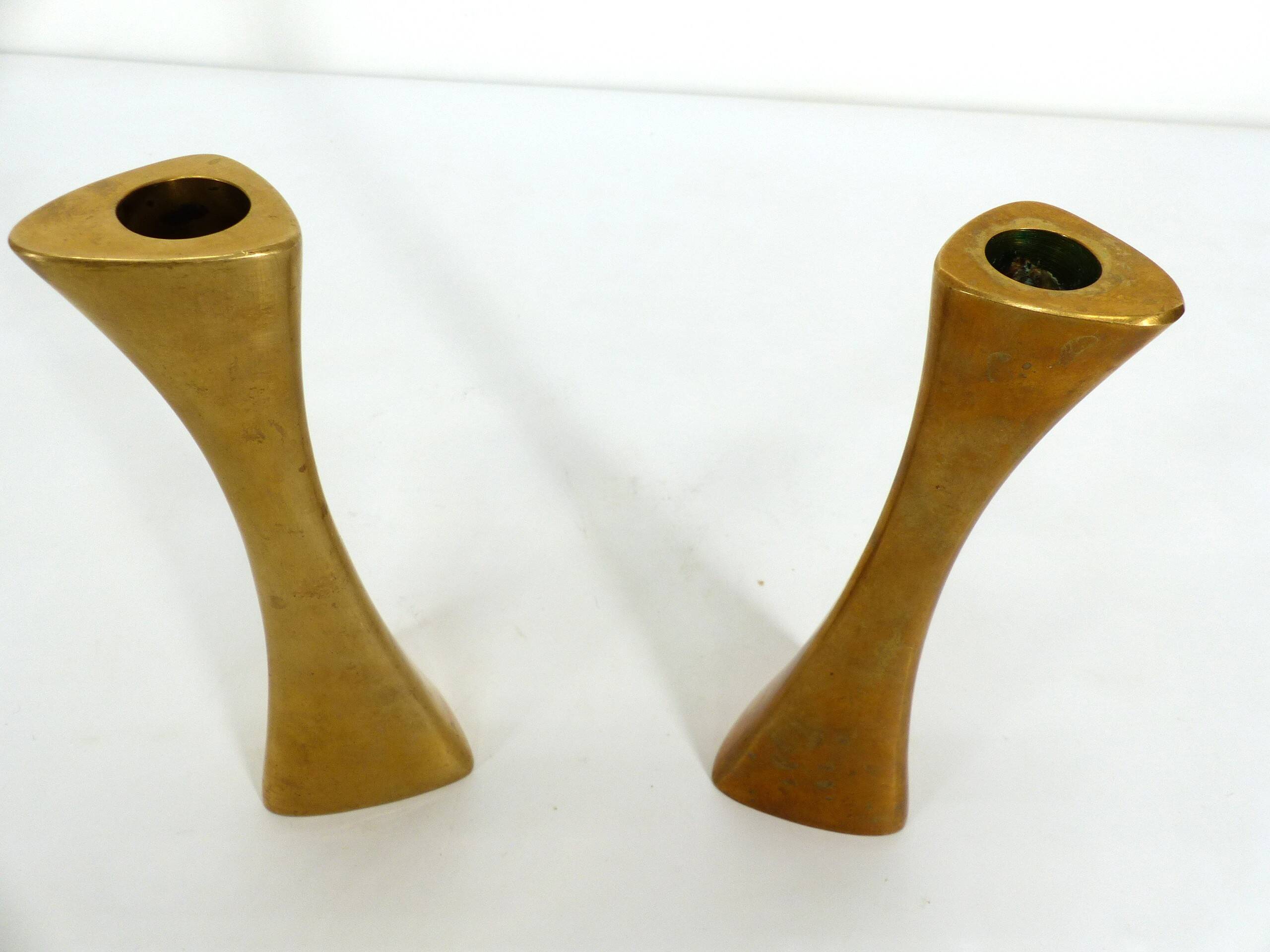 Pair of vintage brass candlesticks Ytterberg for Bca Eskilstuna, Sweden 1960s