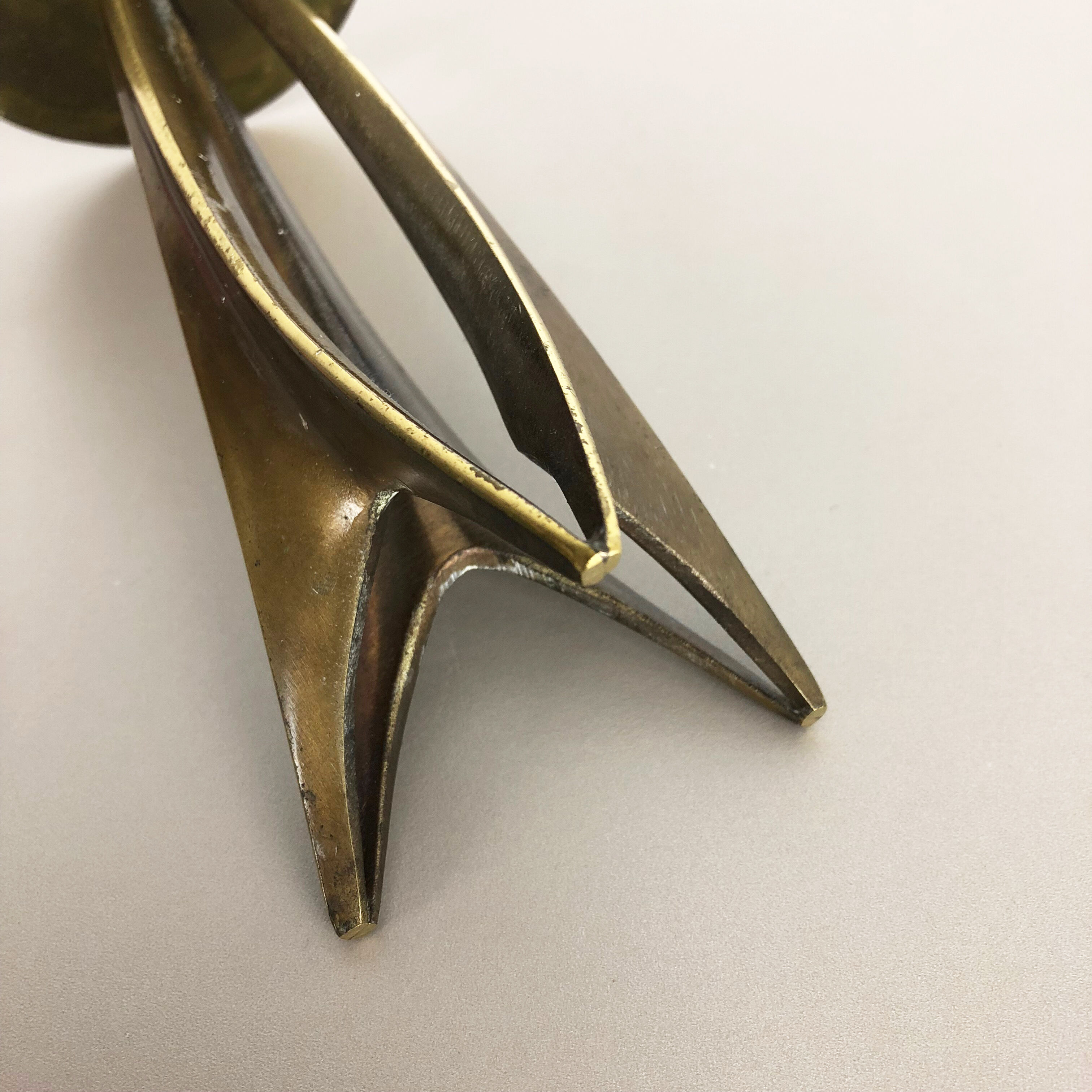 Brutalist Brass Metal Candleholder by Klaus Ullrich for Faber & Schumacher 1950s