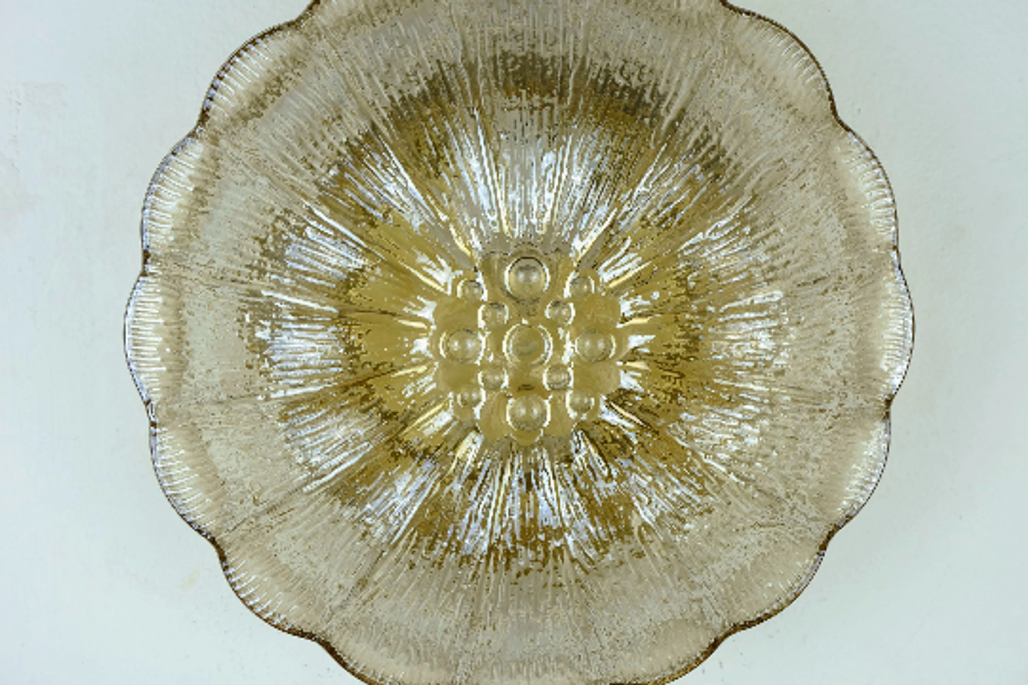 Vintage 1970s mid century wall sconce petal-shaped amber glass shades 2 available