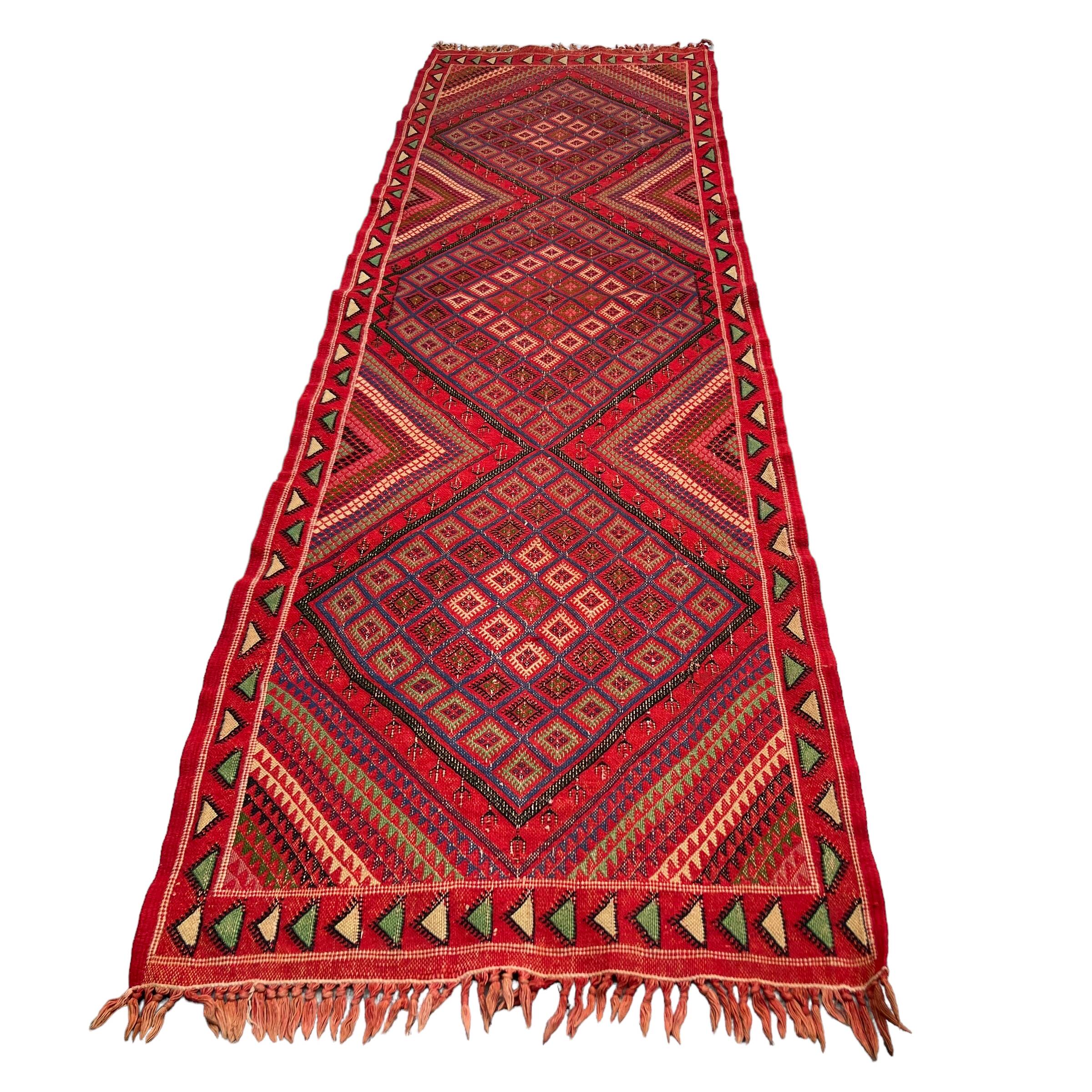 Vintage moroccan Kilim Runner , 295 x 86 cm