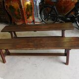 Pair of old solid wood benches