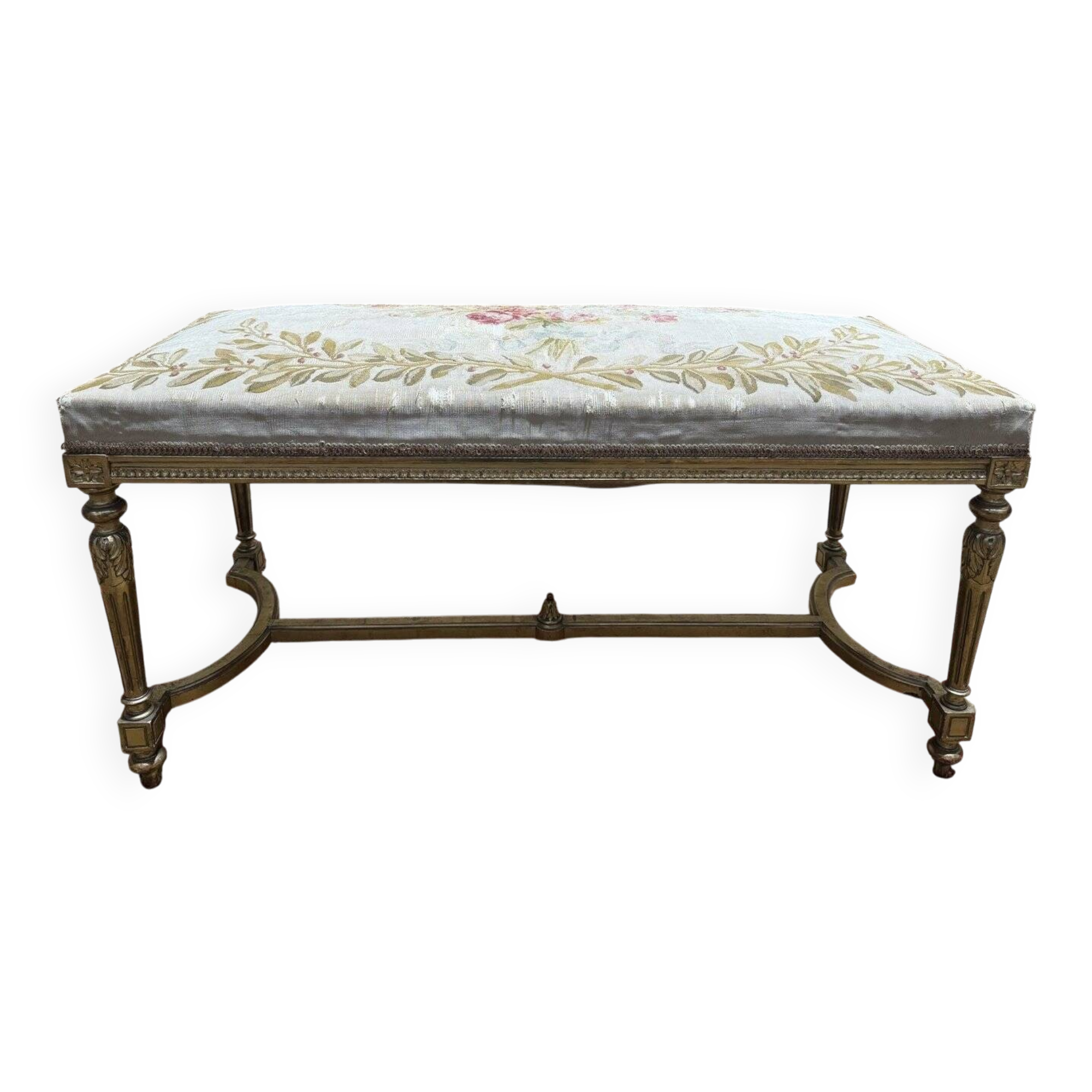 Bench - Louis XVI style office bench in gilded wood
