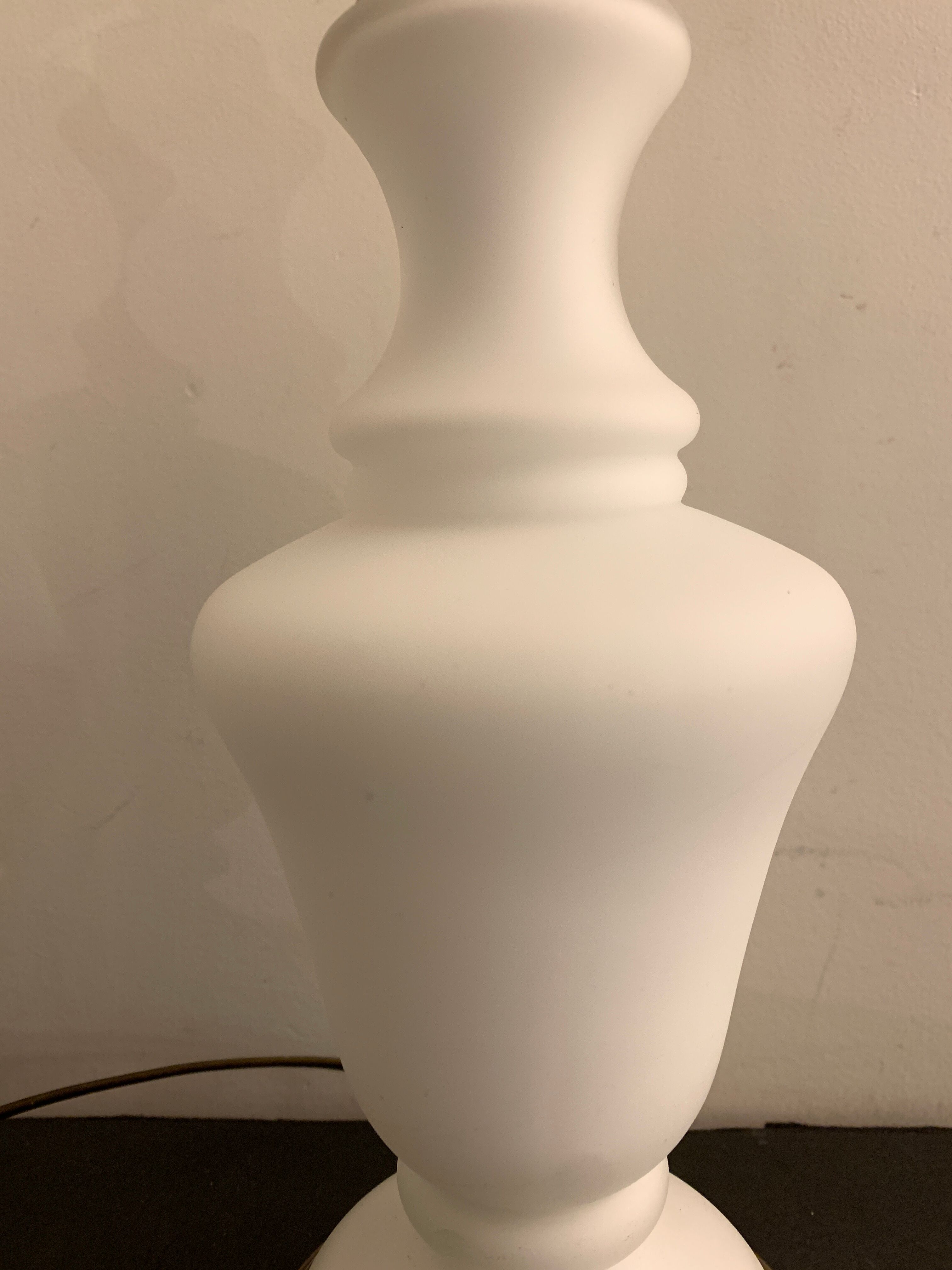 Lamp foot in Opaline de Sèvres and brass, 1950