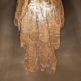 Italian Chandelier with Amber Caramel Murano Glass Leaves, 1970s