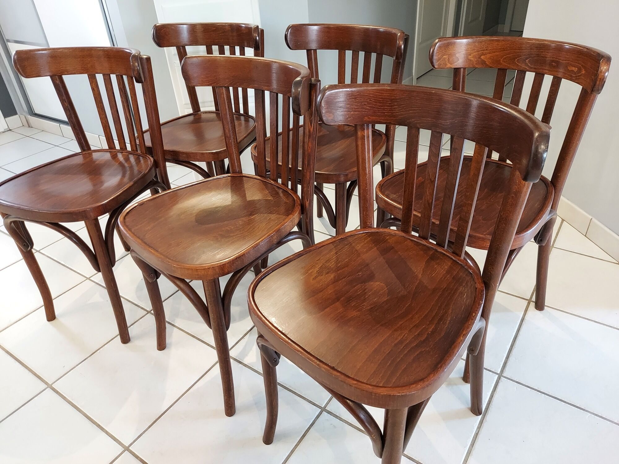 Suite of 6 chairs of Vintage Bistrot 1970s