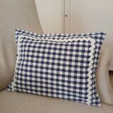 Set of 2 vintage cushions, blue gingham