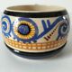 Quimper cup Paul Fouillen stylised decoration blue ochre circa 1940