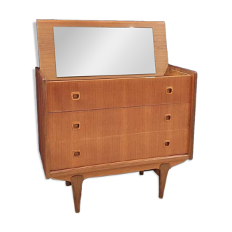 Coiffeuse scandinave plaquée teck, années 70