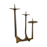 Modernist Vintage Sculptural Brutalist Bronze Metal Candleholder, France, 1970s