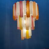 Large Multicolored Murano Glass Tube Chandelier, 1980s