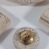 Vintage mid century travertine table set vide poche candleholder ashtray