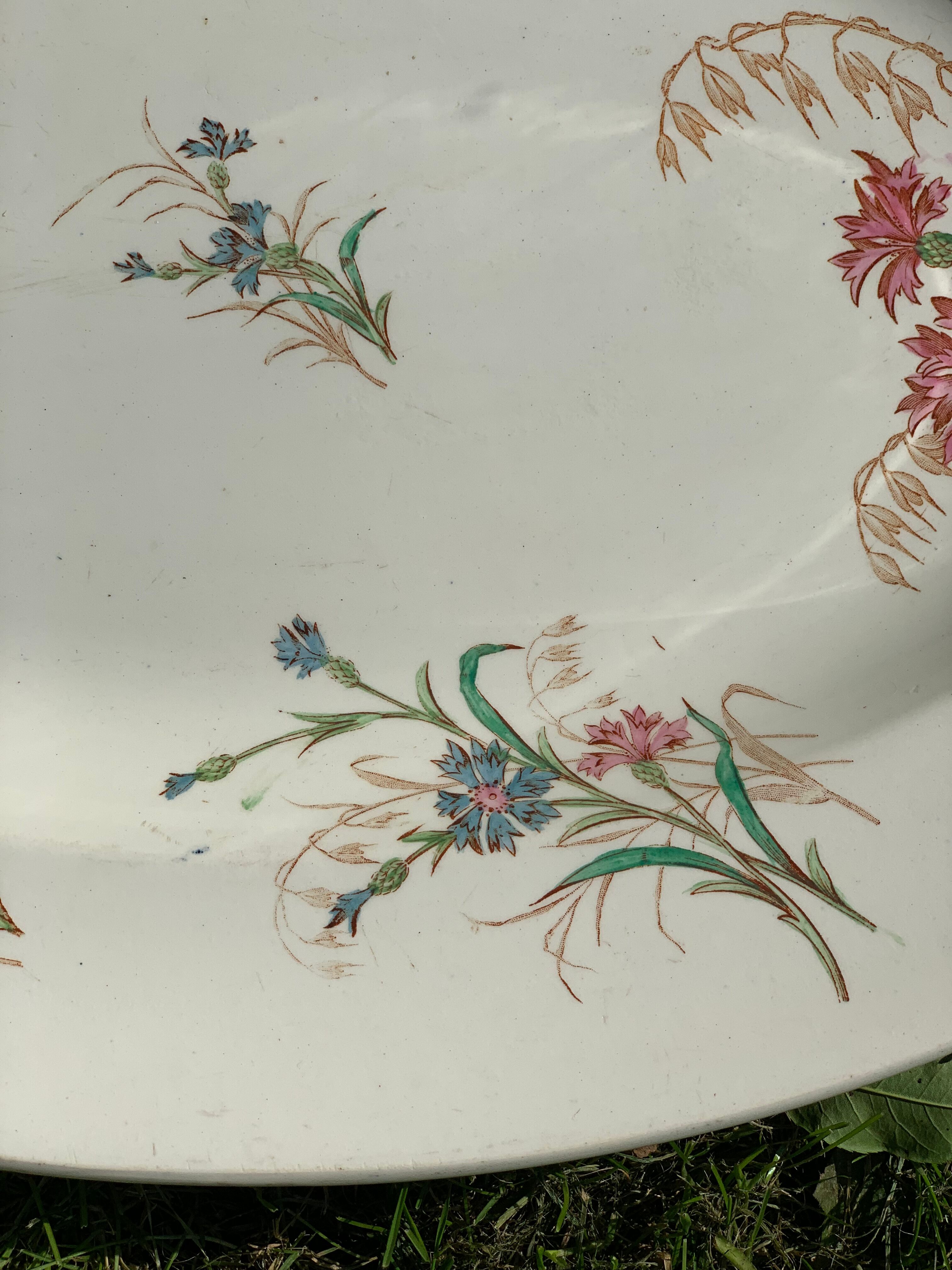Old dish, earthenware, blueberry service Keller and Guérin Lunéville, Terre de Fer