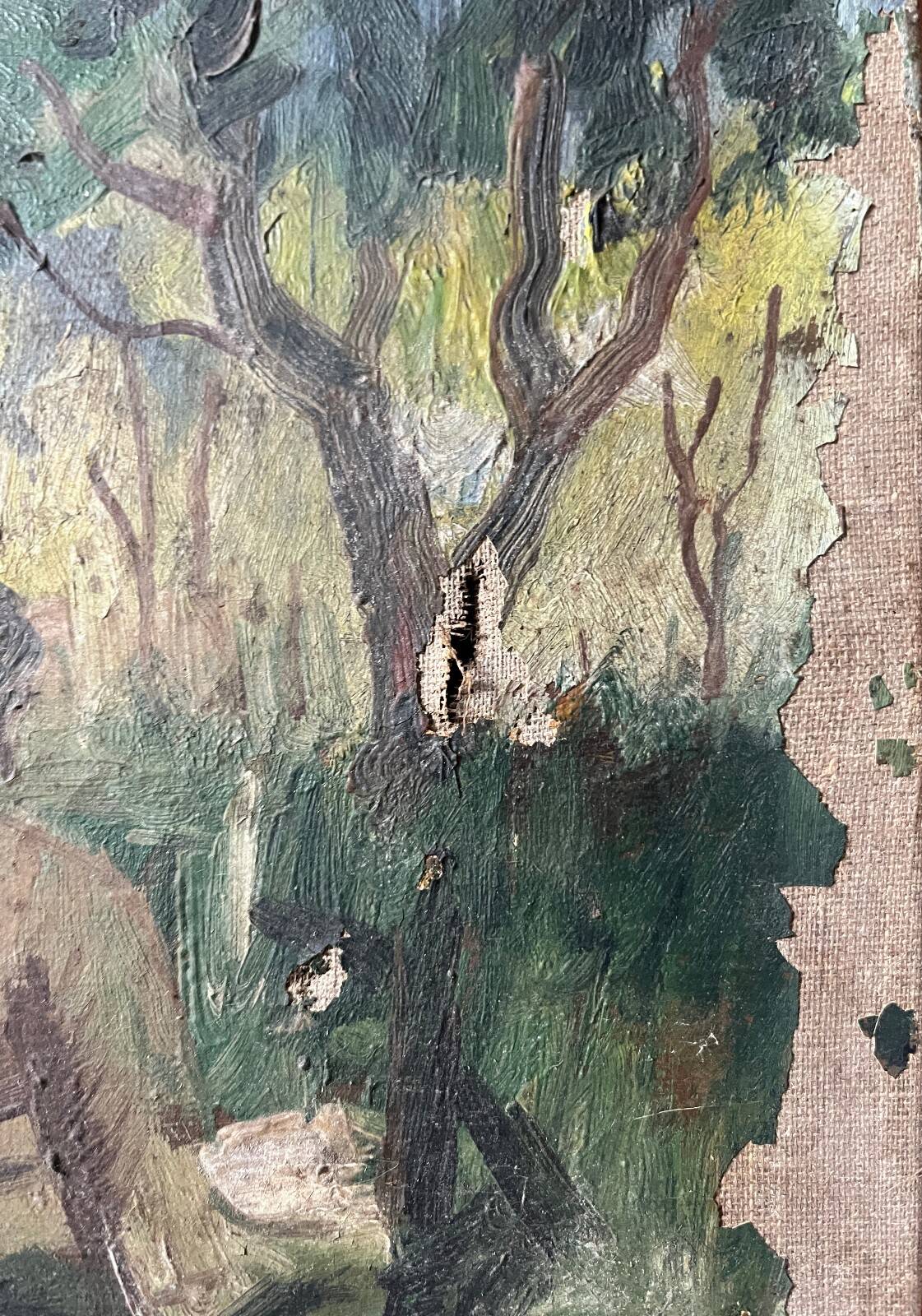 Oil painting on canvas "Lively Garden Landscape" signed