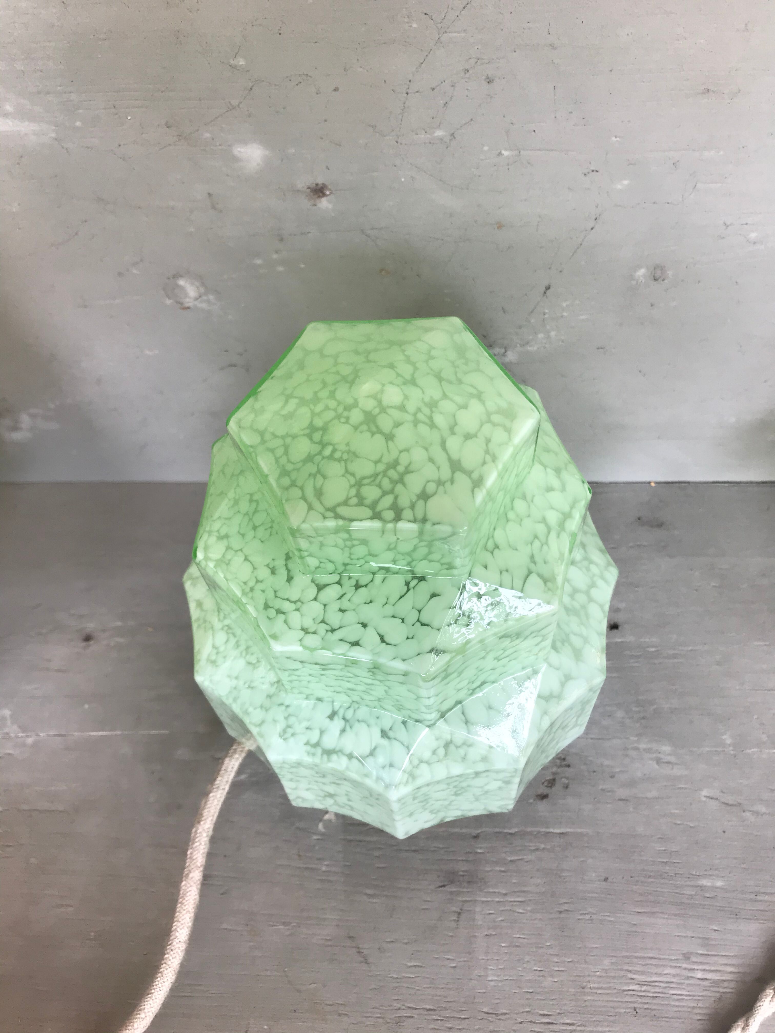 Art Deco Skyscraper glass lamp Clichy green mint