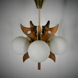 Midcentury Wood Chandelier, 1970s