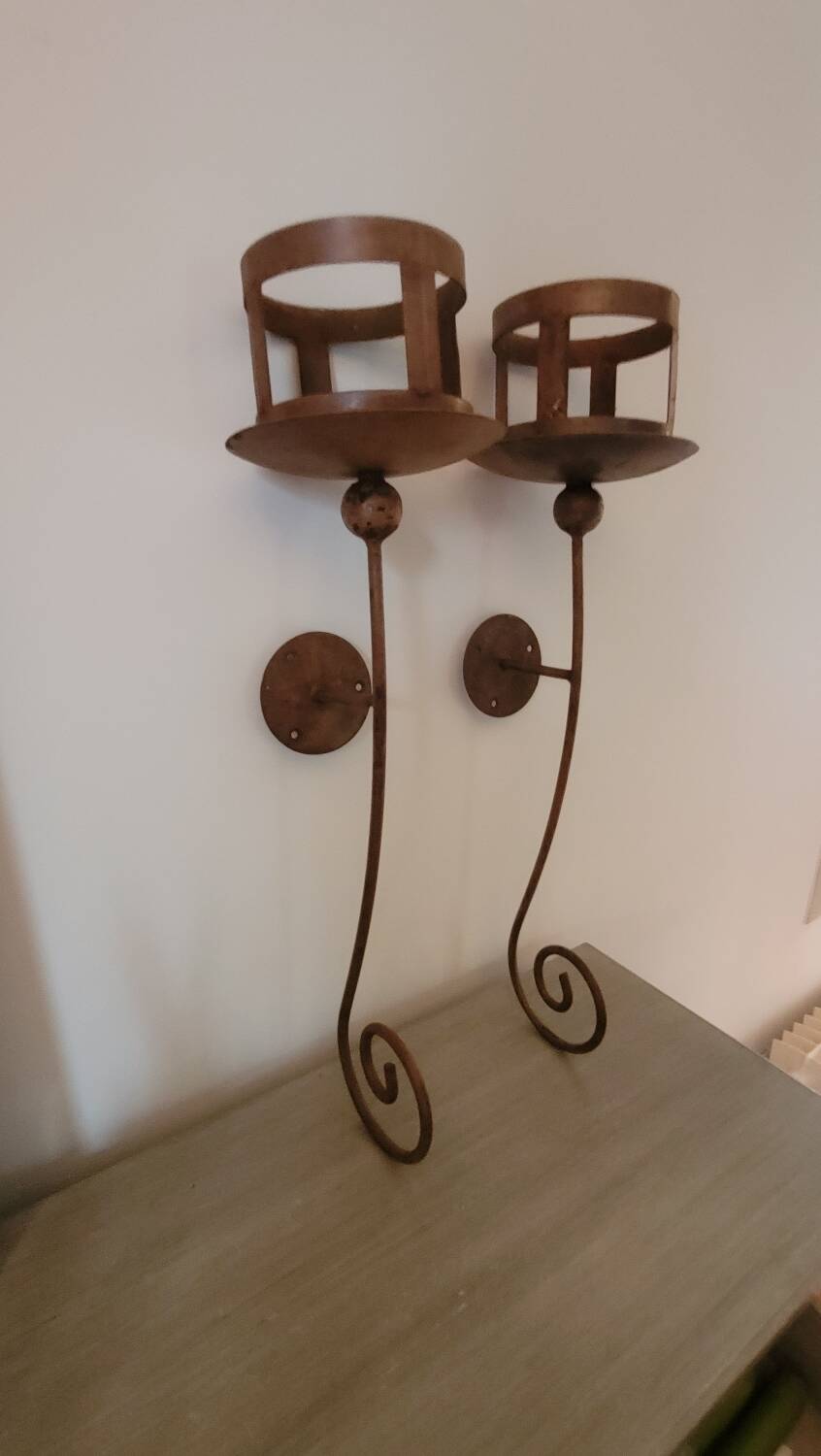 Pair of outdoor candlesticks