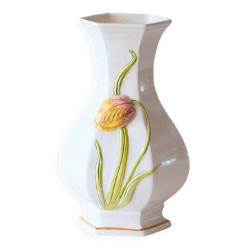 Antique tulip-shaped earthenware vase signed Bassano